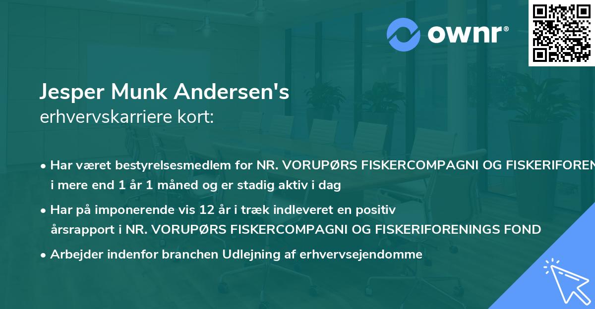 Jesper Munk Andersen's erhvervskarriere kort