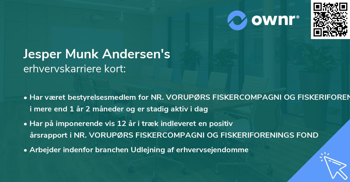 Jesper Munk Andersen's erhvervskarriere kort
