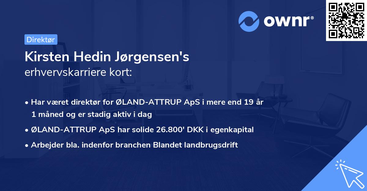 Kirsten Hedin Jørgensen's erhvervskarriere kort