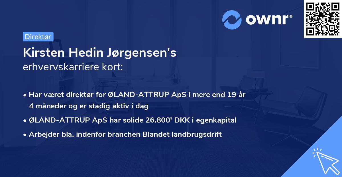 Kirsten Hedin Jørgensen's erhvervskarriere kort