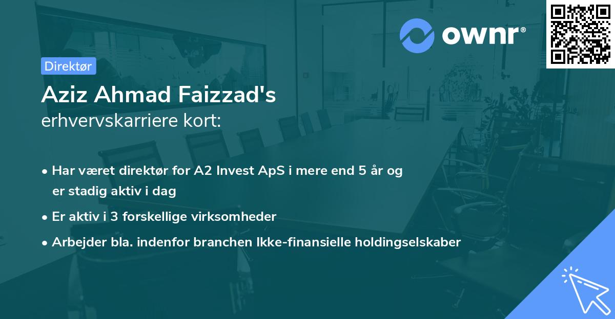 Aziz Ahmad Faizzad's erhvervskarriere kort
