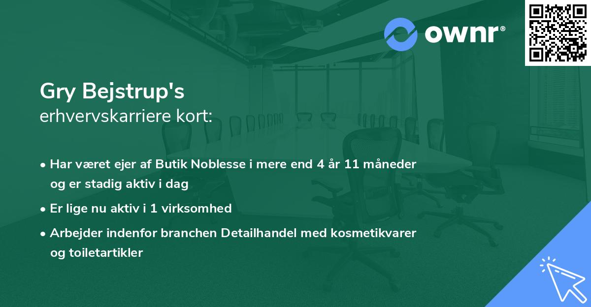 Gry Bejstrup's erhvervskarriere kort