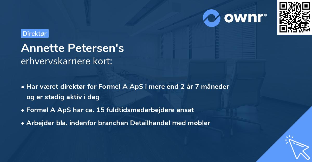 Annette Petersen's erhvervskarriere kort