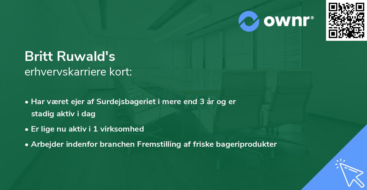 Britt Ruwald's erhvervskarriere kort