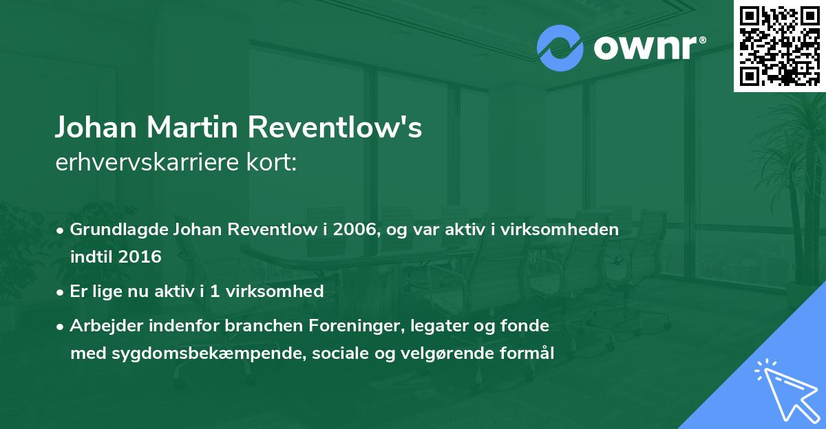 Johan Martin Reventlow's erhvervskarriere kort