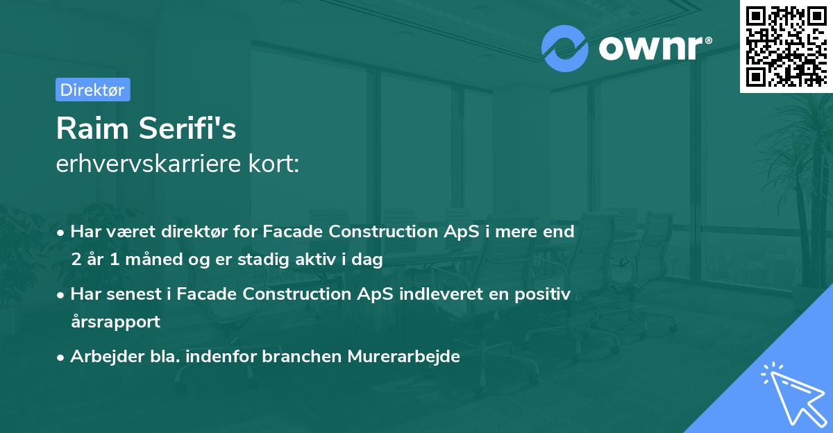Raim Serifi's erhvervskarriere kort