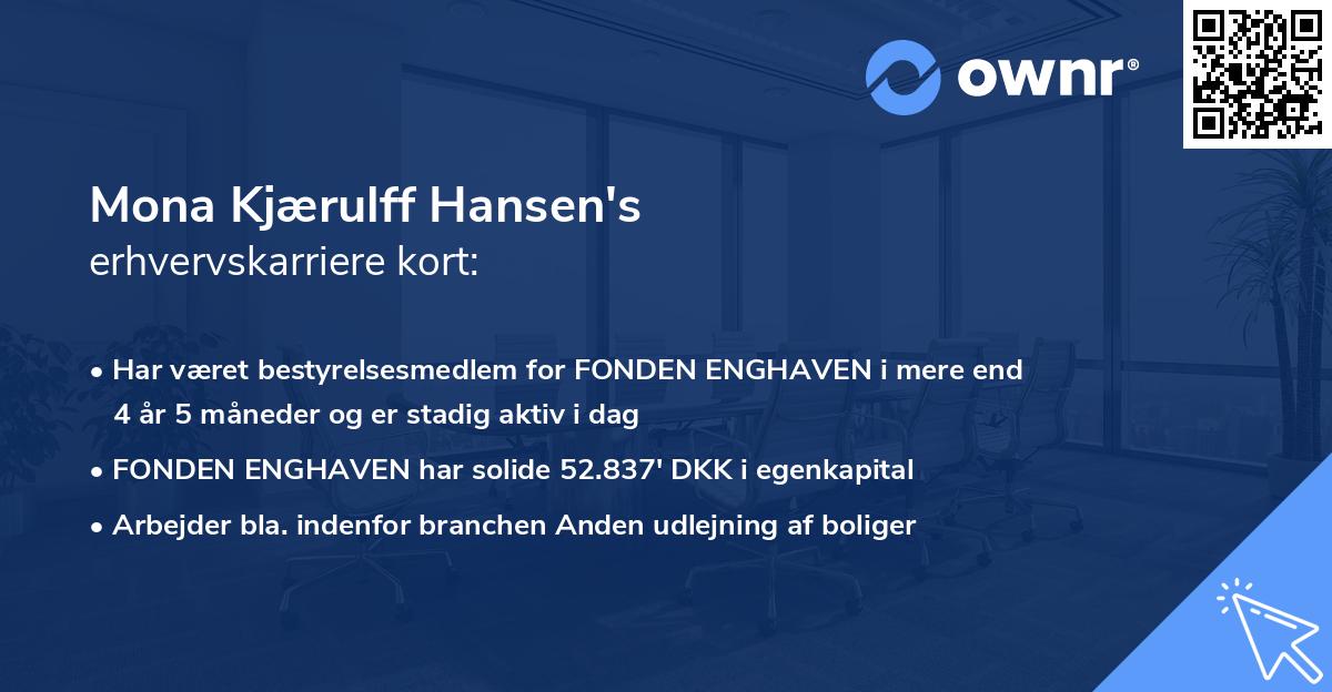 Mona Kjærulff Hansen's erhvervskarriere kort
