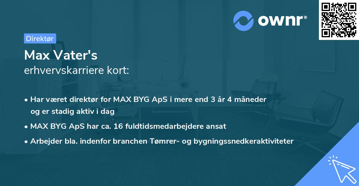 Max Vater's erhvervskarriere kort