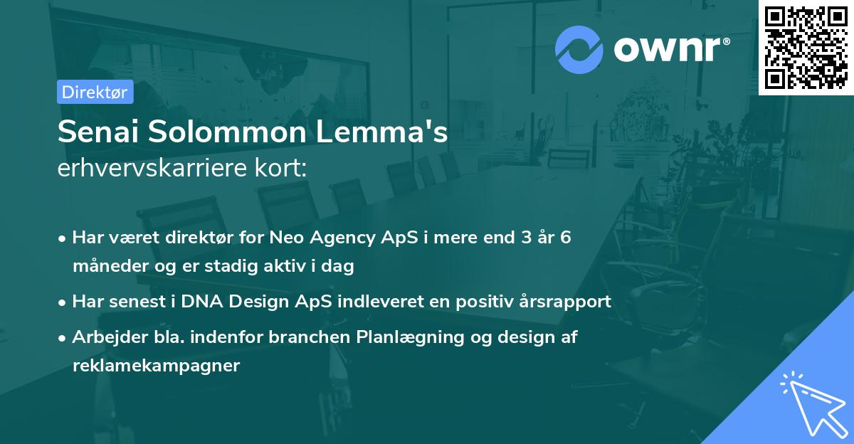 Senai Solommon Lemma's erhvervskarriere kort