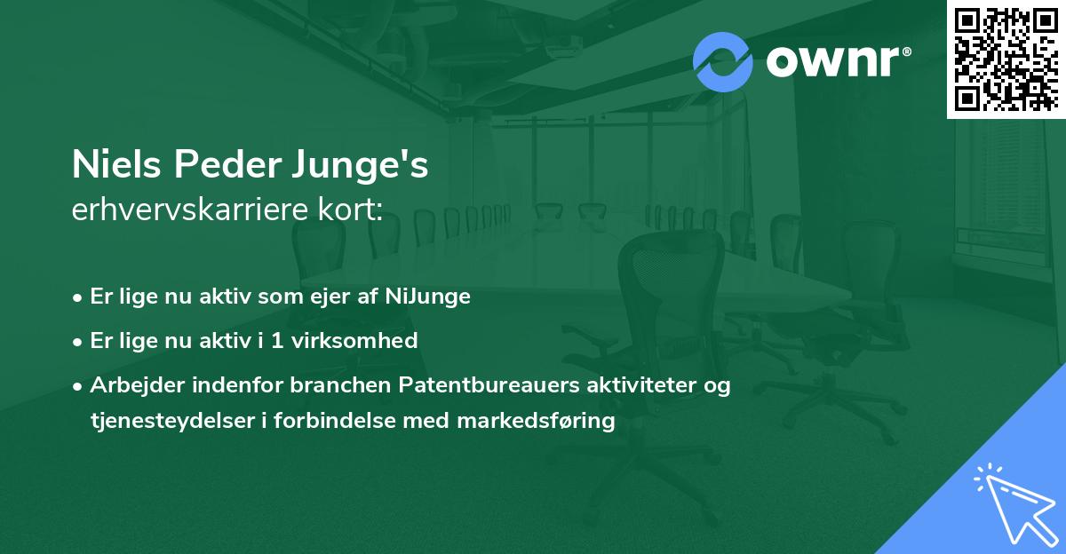 Niels Peder Junge's erhvervskarriere kort