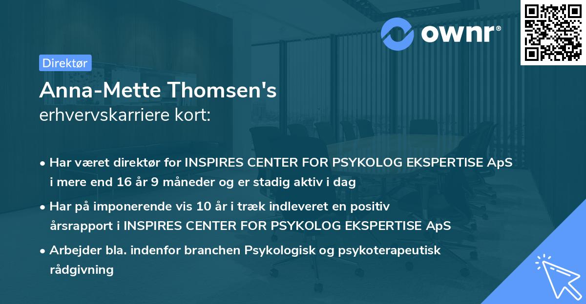 Anna-Mette Thomsen's erhvervskarriere kort