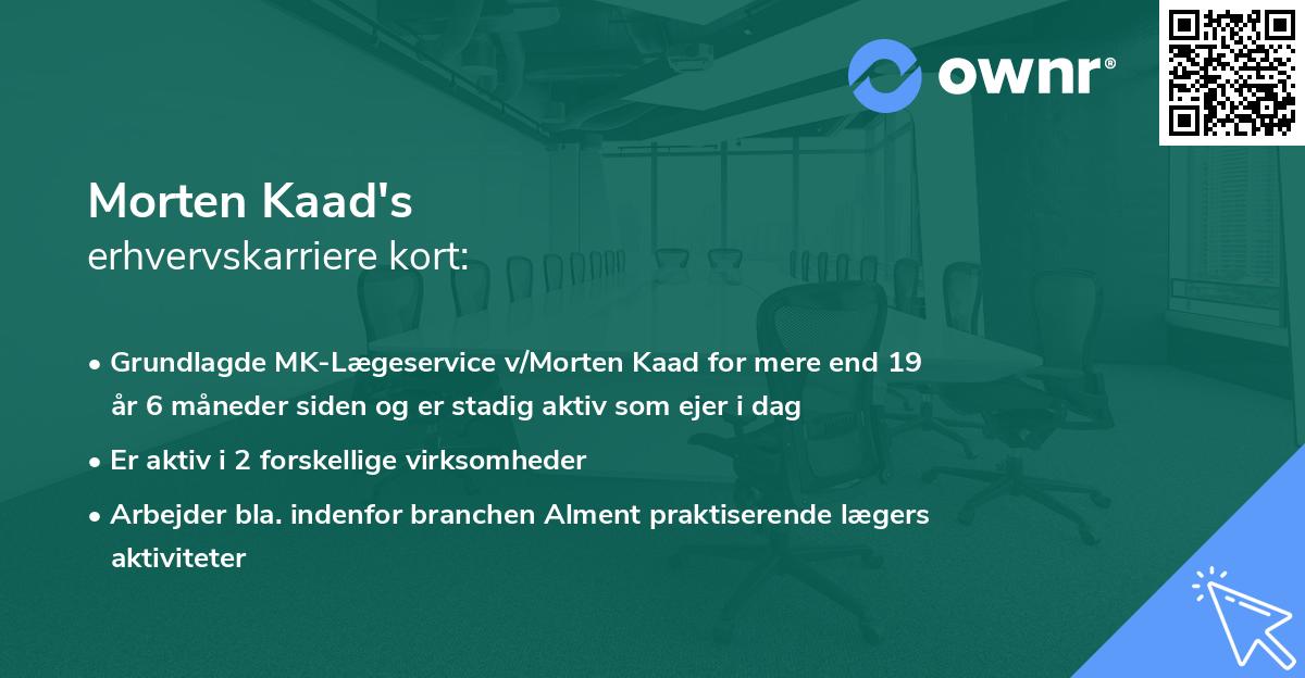 Morten Kaad's erhvervskarriere kort