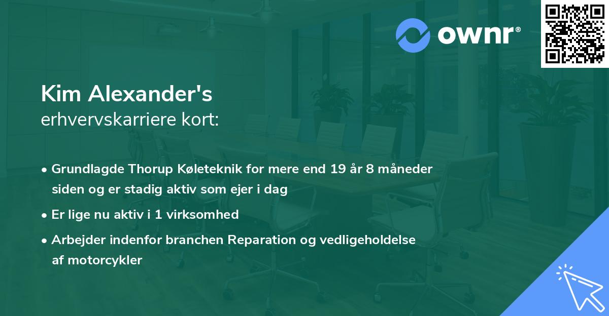 Kim Alexander's erhvervskarriere kort