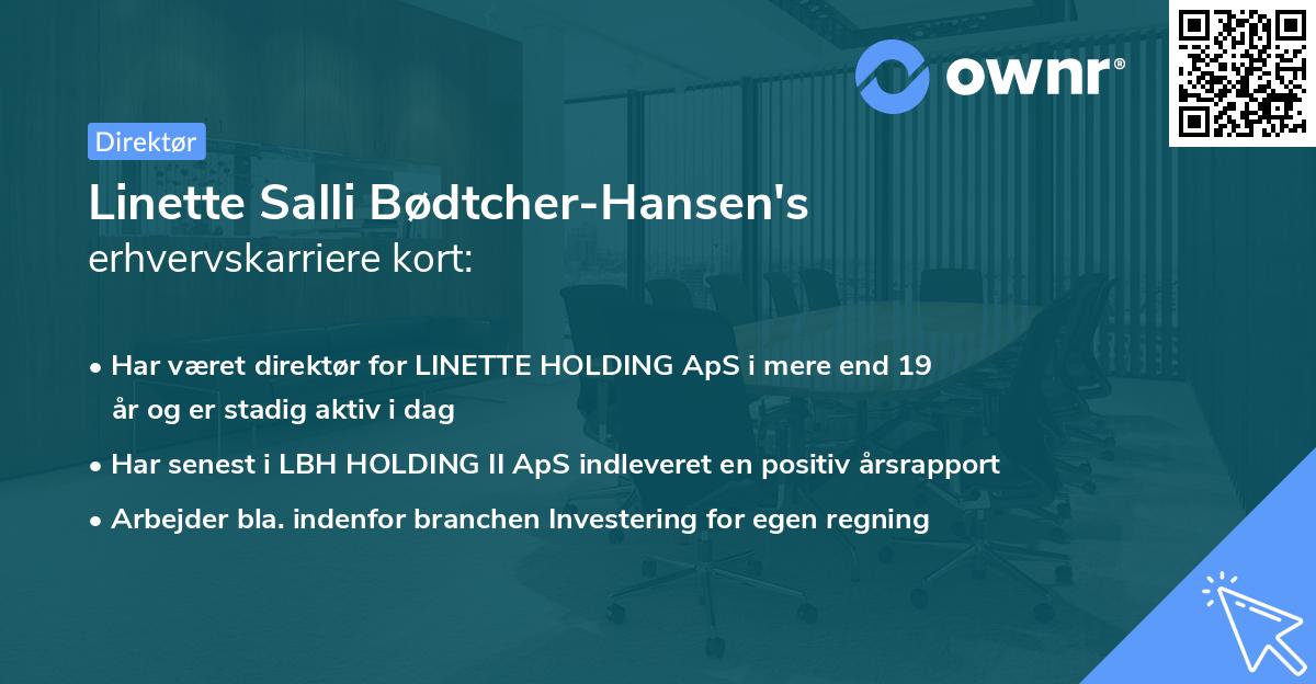 Linette Salli Bødtcher-Hansen's erhvervskarriere kort