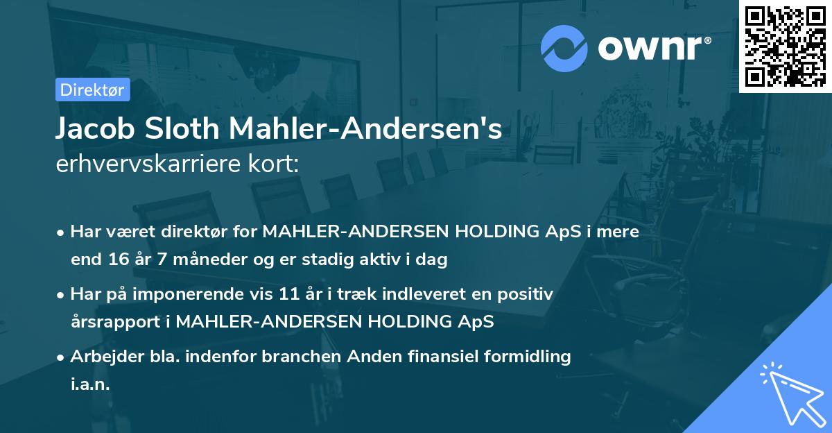 Jacob Sloth Mahler-Andersen's erhvervskarriere kort