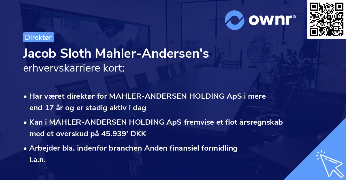 Jacob Sloth Mahler-Andersen's erhvervskarriere kort