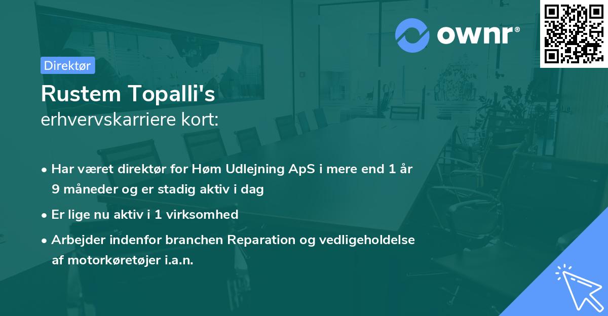 Rustem Topalli's erhvervskarriere kort