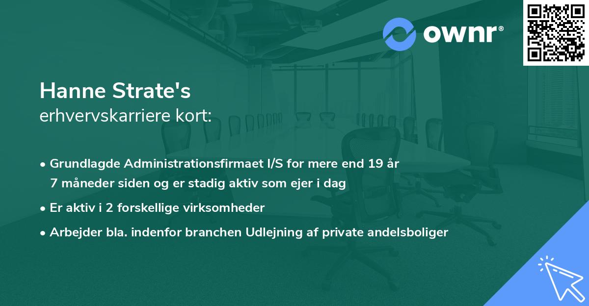 Hanne Strate's erhvervskarriere kort