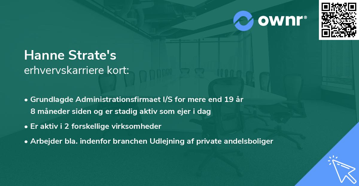 Hanne Strate's erhvervskarriere kort