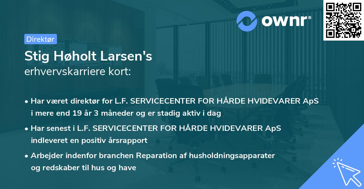 Stig Høholt Larsen's erhvervskarriere kort