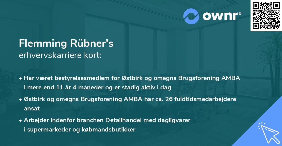 Flemming Rübner's erhvervskarriere kort