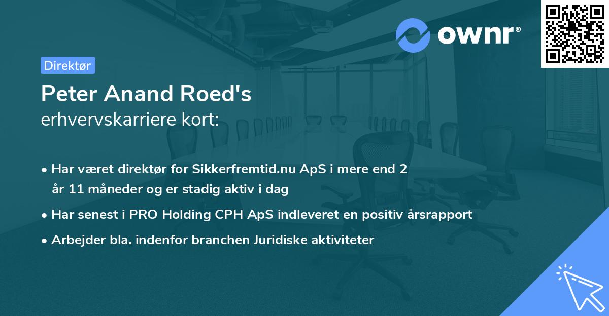 Peter Anand Roed's erhvervskarriere kort