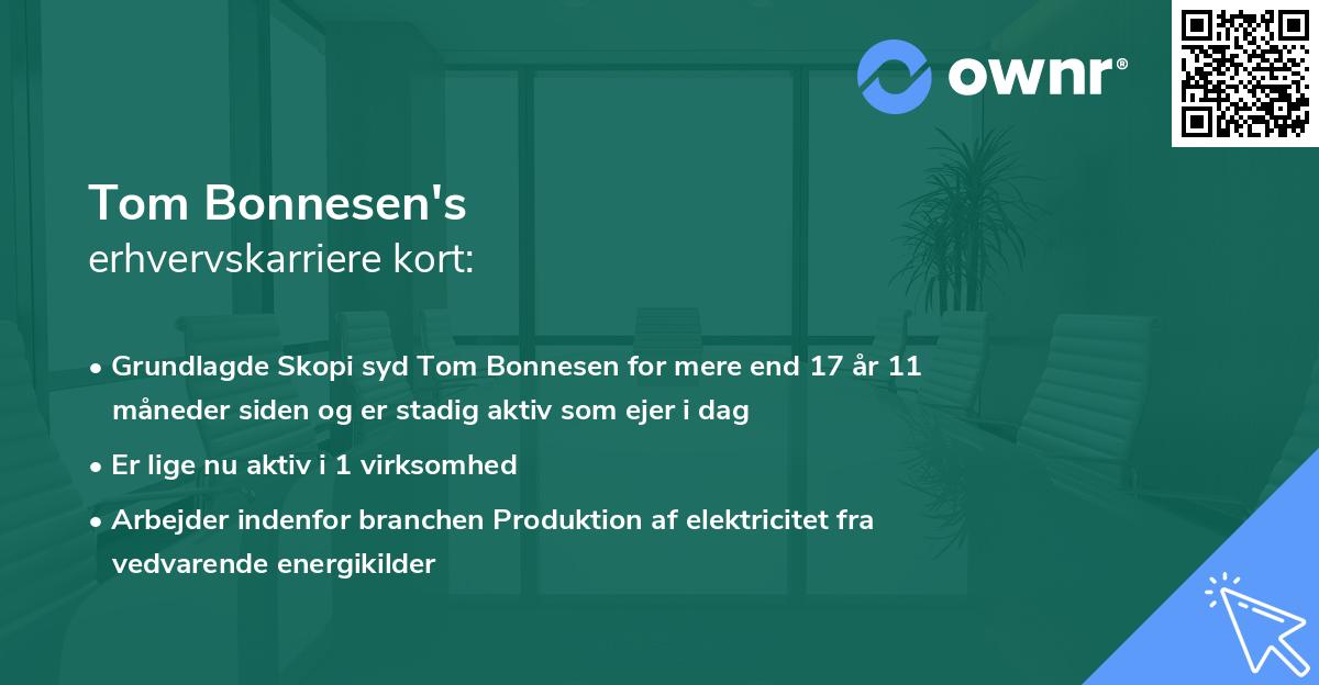 Tom Bonnesen's erhvervskarriere kort