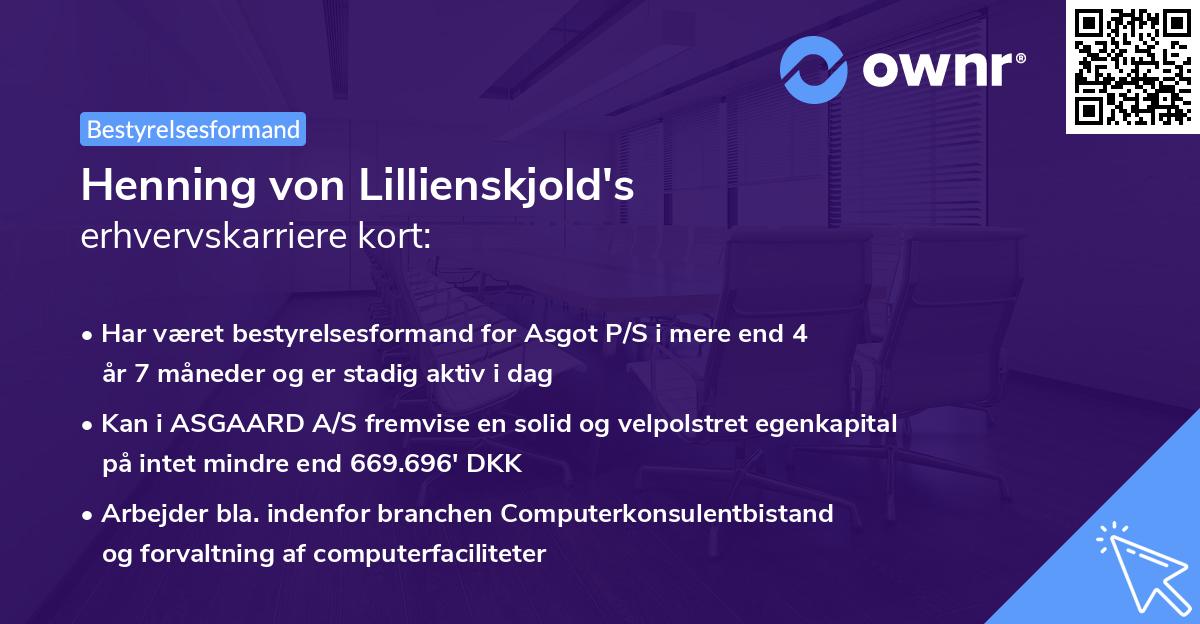 Henning von Lillienskjold's erhvervskarriere kort