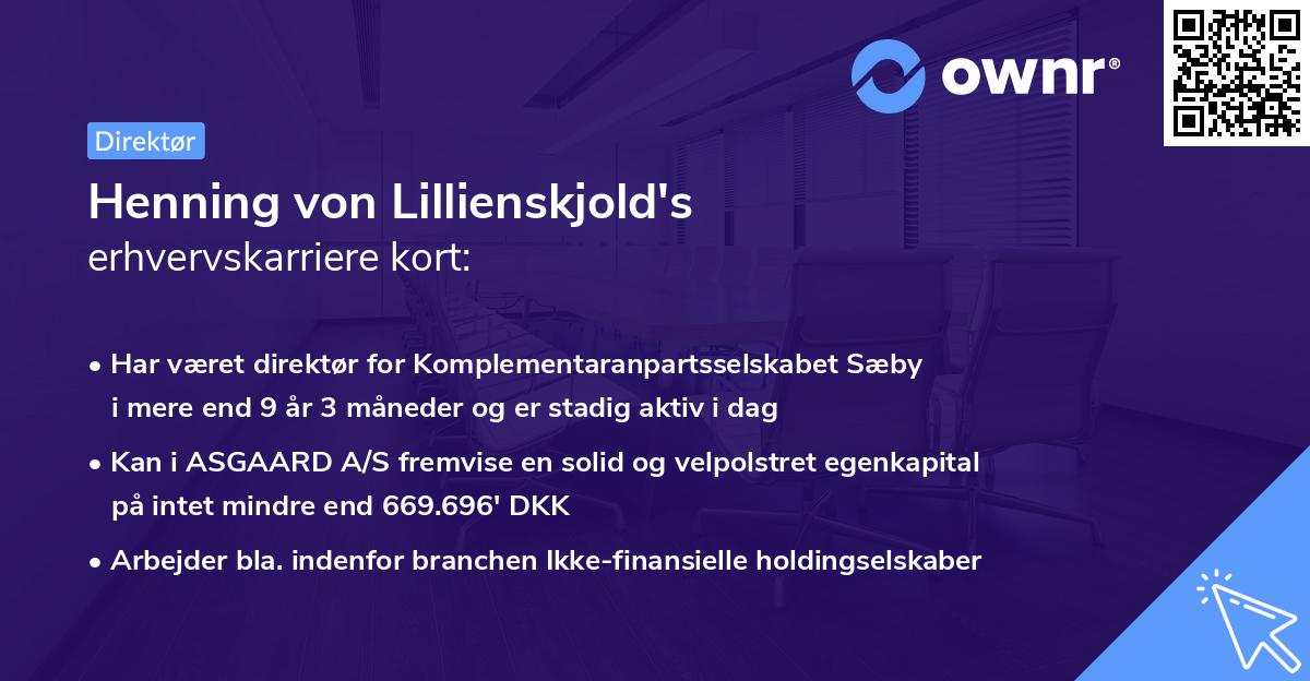 Henning von Lillienskjold's erhvervskarriere kort