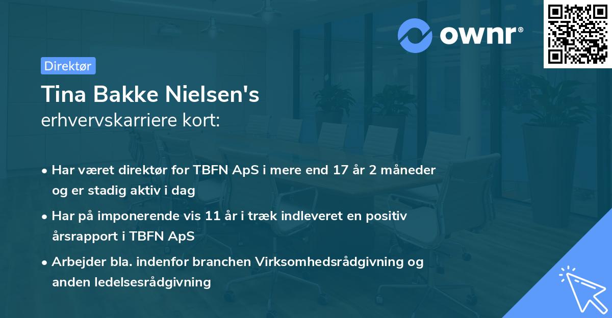 Tina Bakke Nielsen's erhvervskarriere kort