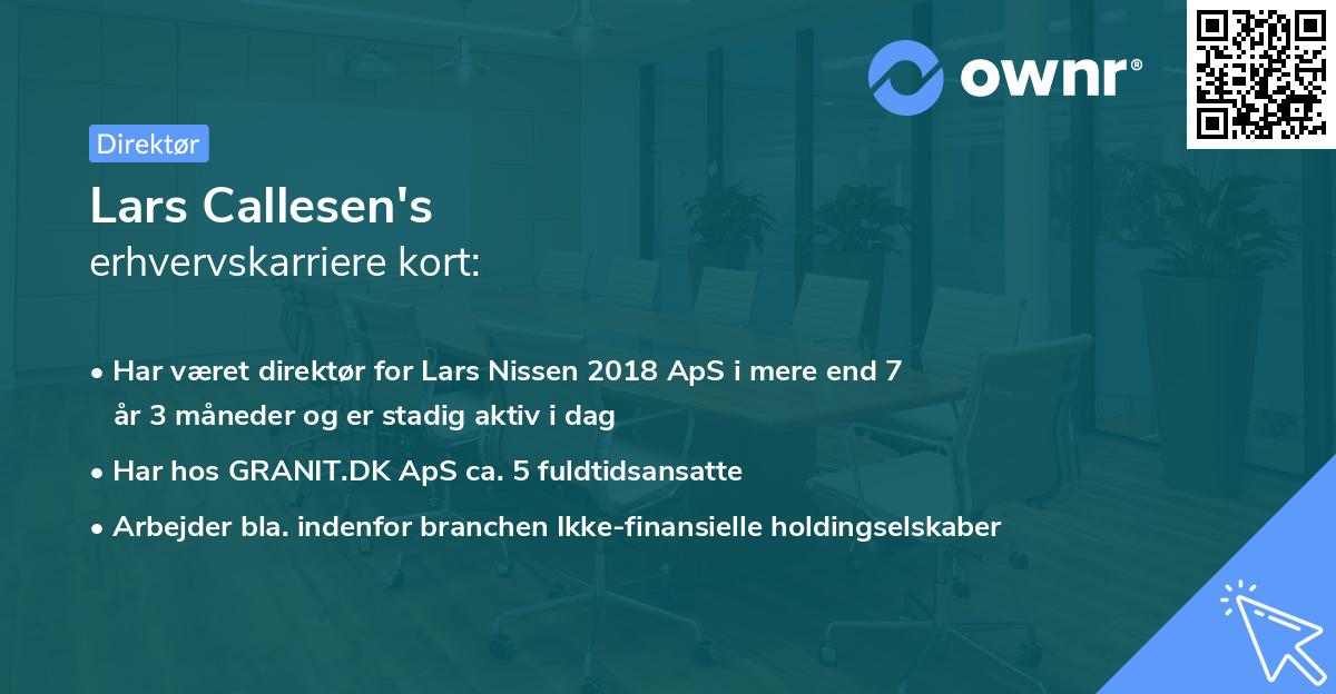 Lars Callesen's erhvervskarriere kort