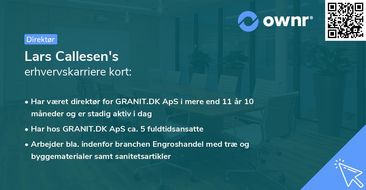 Lars Callesen's erhvervskarriere kort