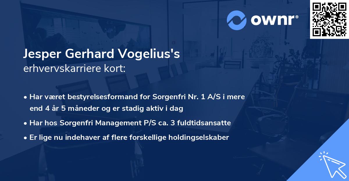 Jesper Gerhard Vogelius's erhvervskarriere kort