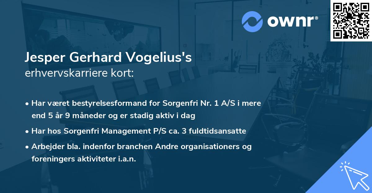 Jesper Gerhard Vogelius's erhvervskarriere kort
