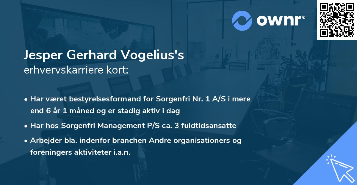 Jesper Gerhard Vogelius's erhvervskarriere kort