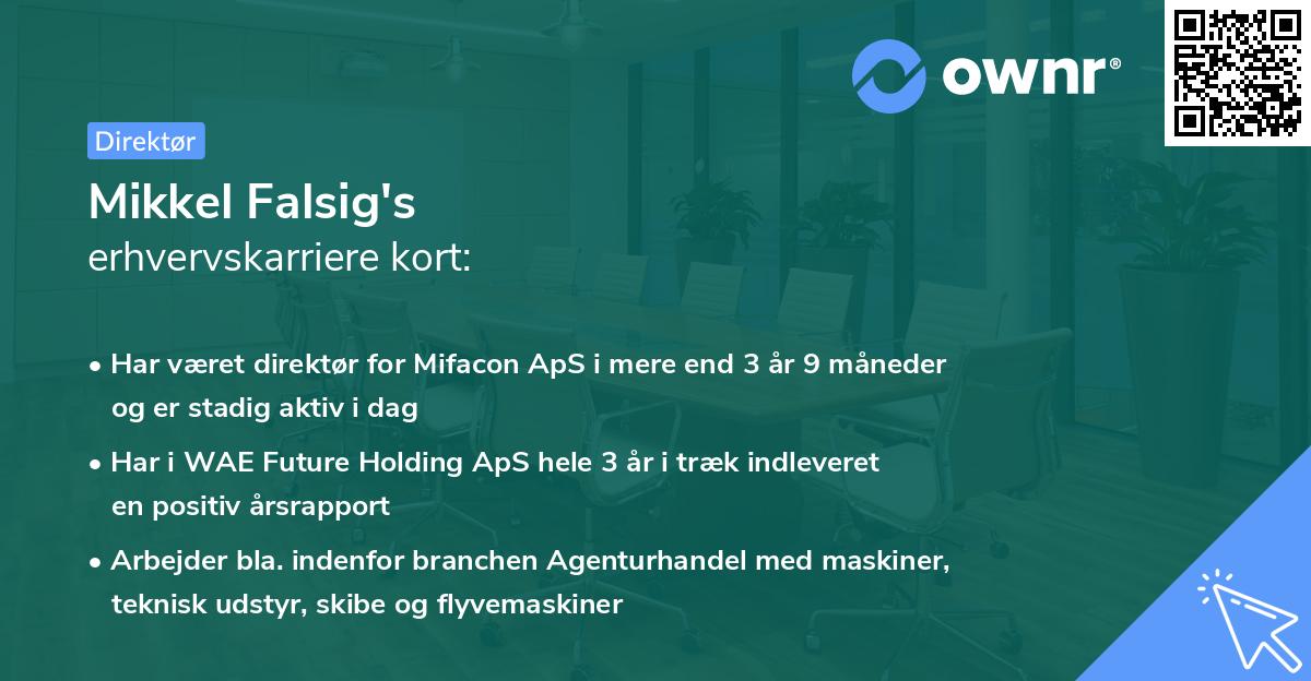 Mikkel Falsig's erhvervskarriere kort