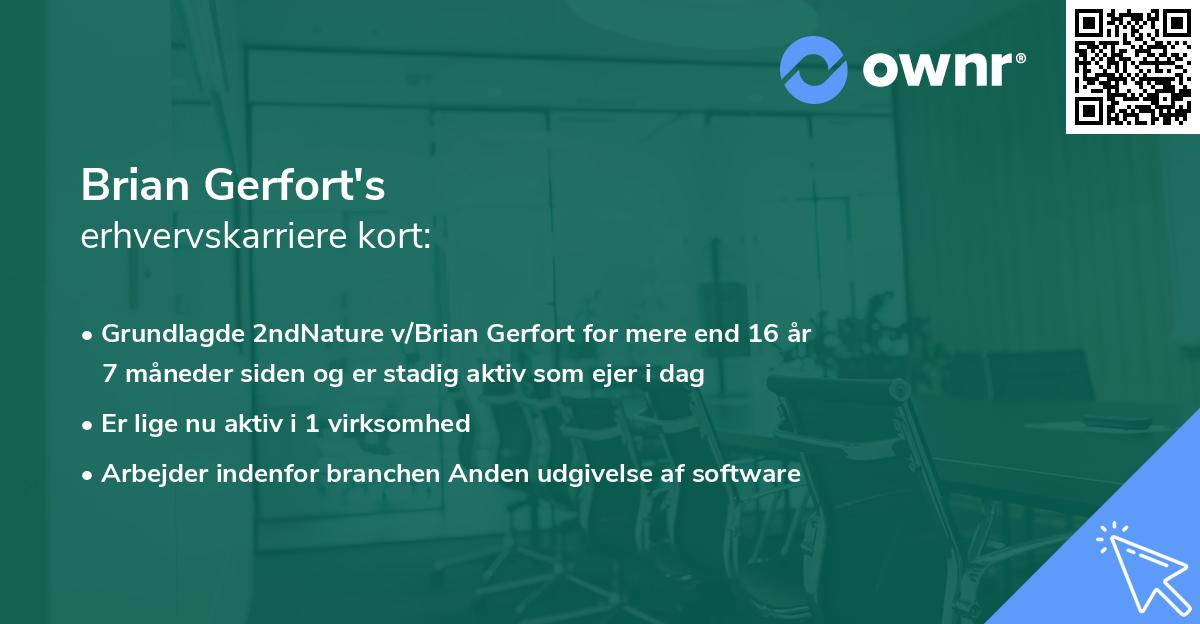 Brian Gerfort's erhvervskarriere kort