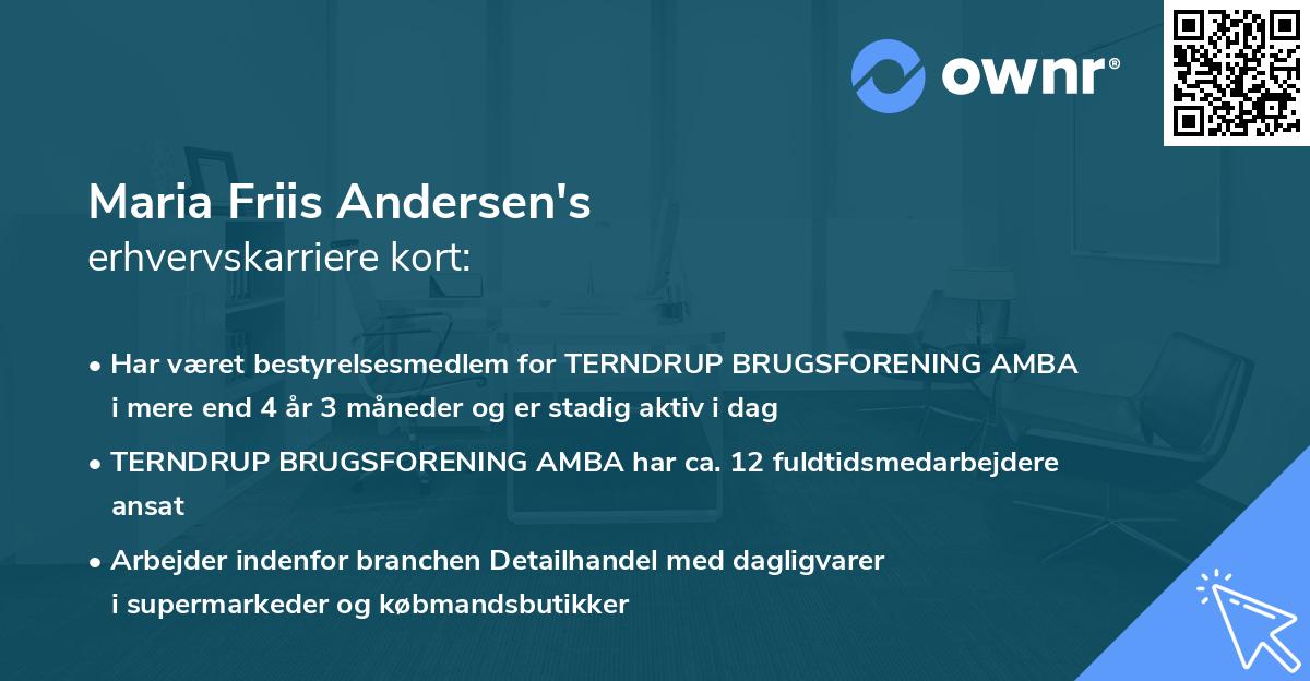 Maria Friis Andersen's erhvervskarriere kort
