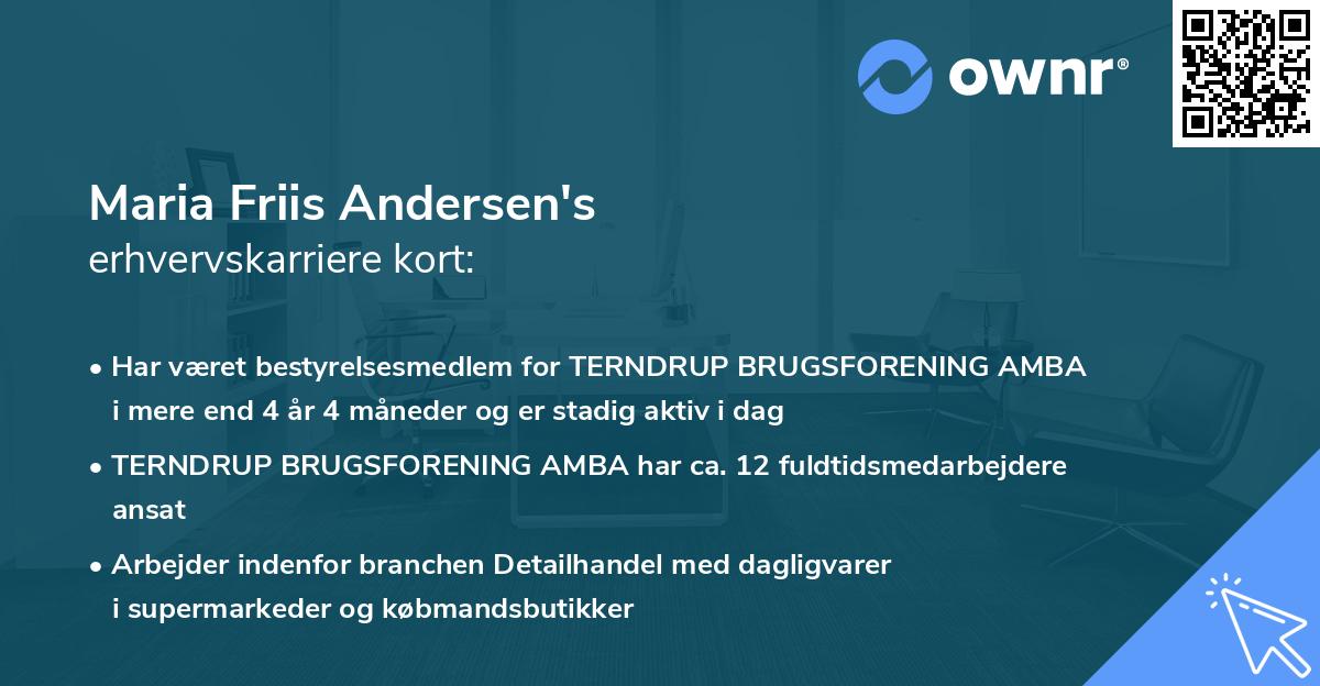 Maria Friis Andersen's erhvervskarriere kort