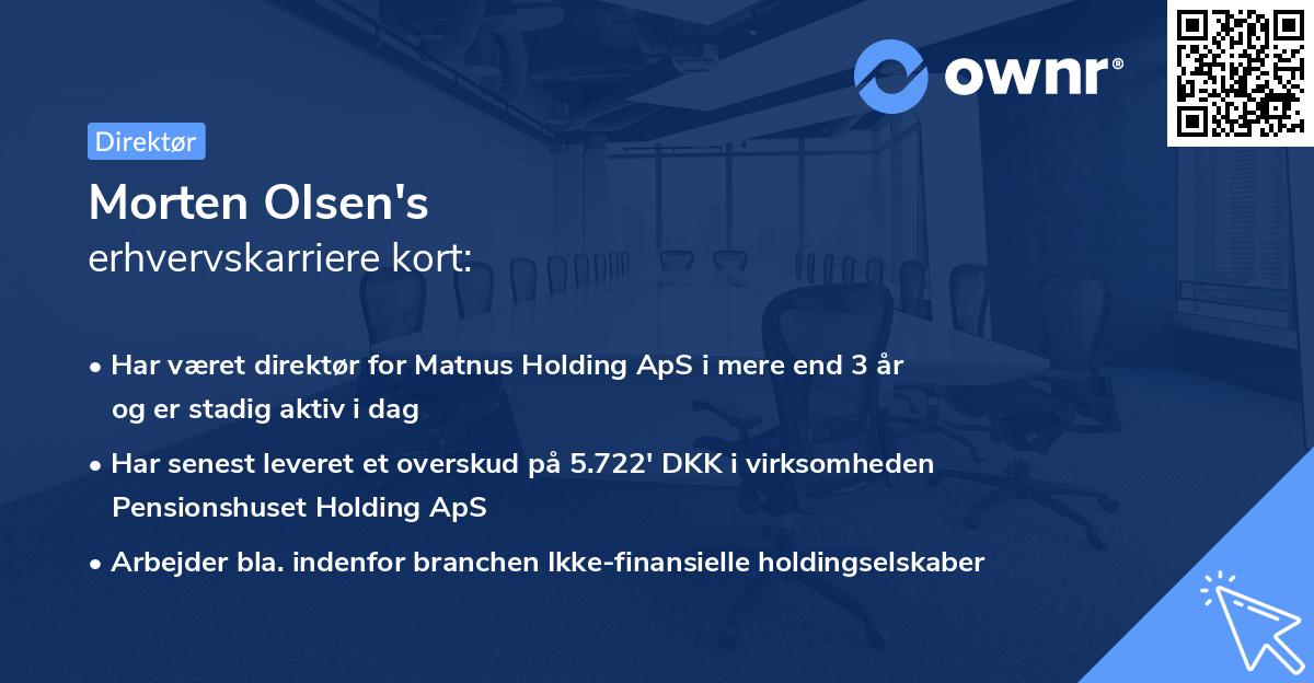 Morten Olsen's erhvervskarriere kort