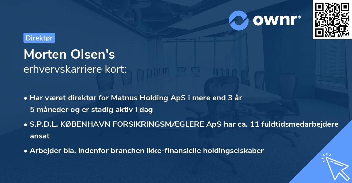 Morten Olsen's erhvervskarriere kort