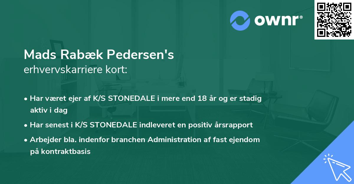 Mads Rabæk Pedersen's erhvervskarriere kort