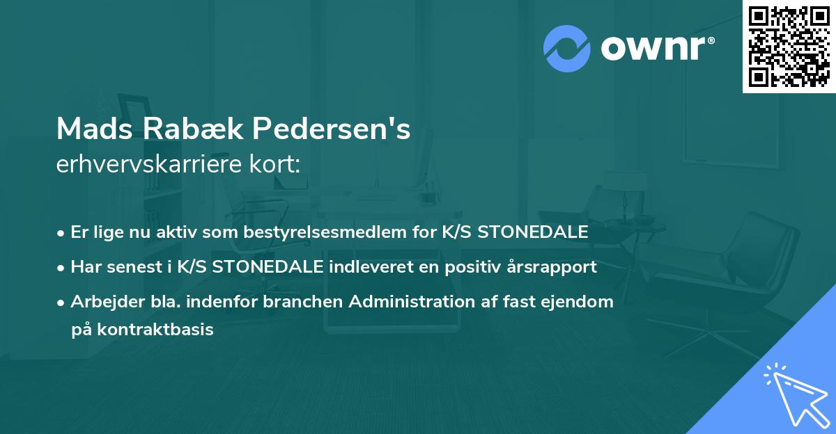 Mads Rabæk Pedersen's erhvervskarriere kort