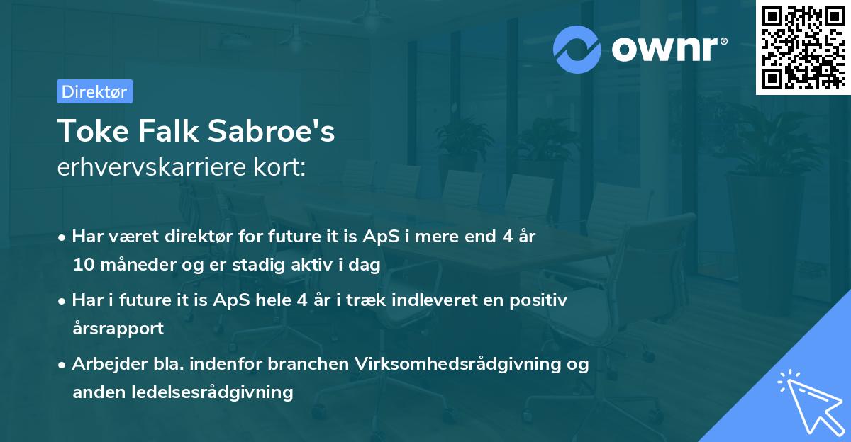 Toke Falk Sabroe's erhvervskarriere kort