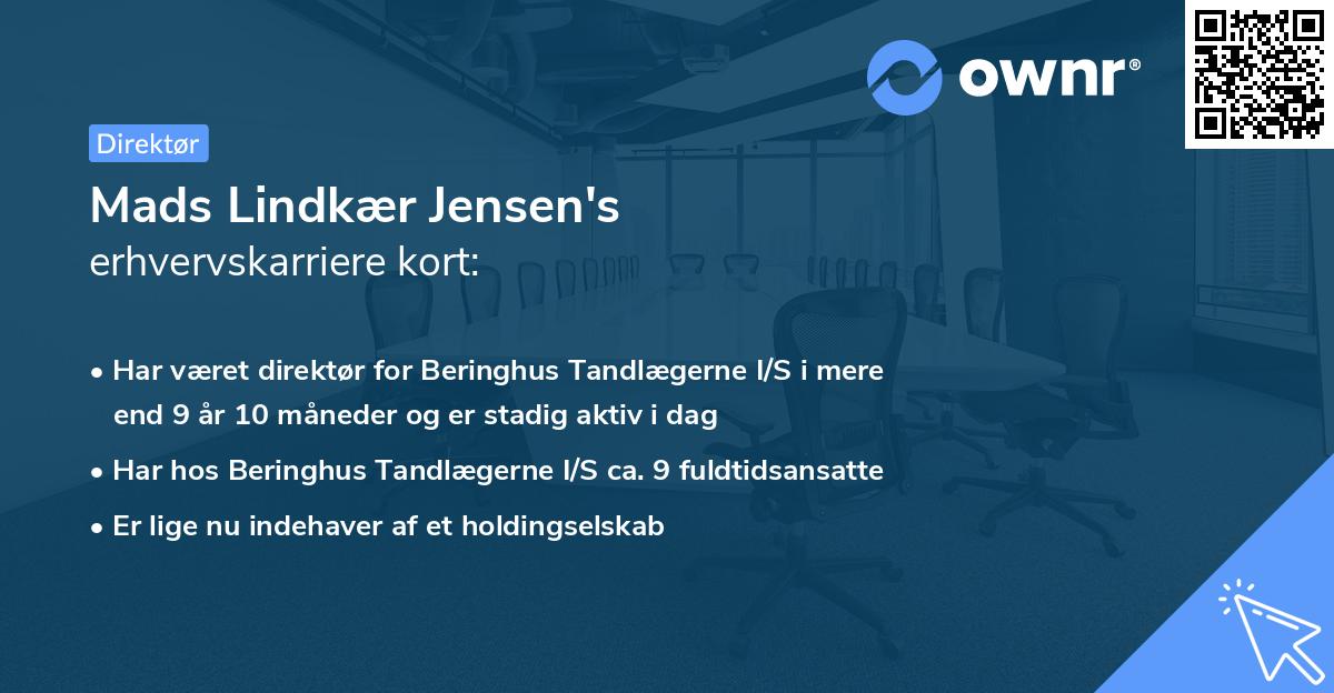 Mads Lindkær Jensen's erhvervskarriere kort