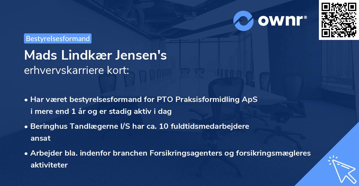 Mads Lindkær Jensen's erhvervskarriere kort