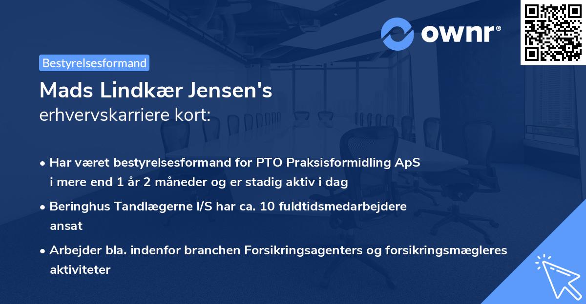 Mads Lindkær Jensen's erhvervskarriere kort