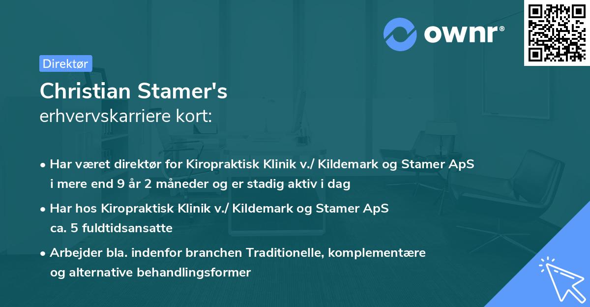 Christian Stamer's erhvervskarriere kort