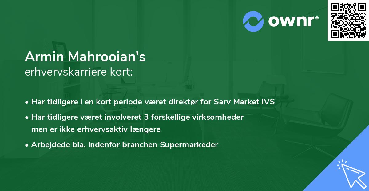 Armin Mahrooian's erhvervskarriere kort