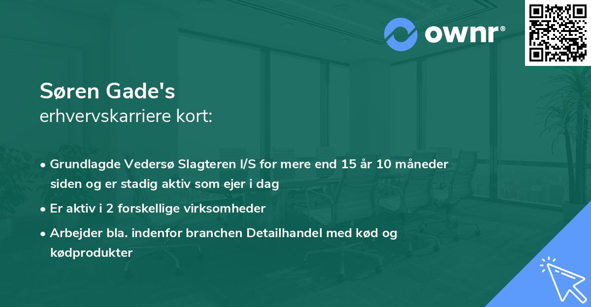 Søren Gade's erhvervskarriere kort
